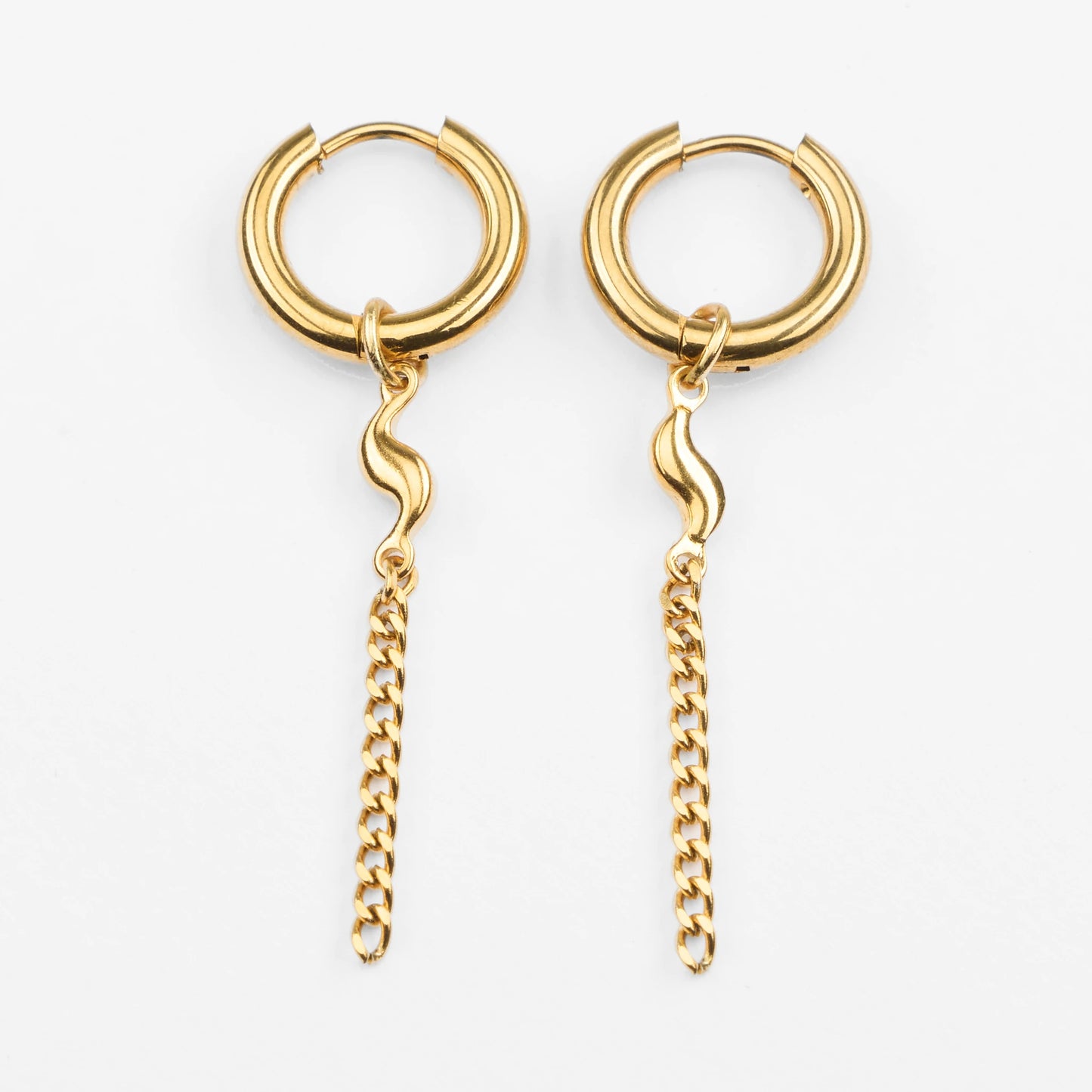 Guld vandfaste hoops med kæde og vedhæng