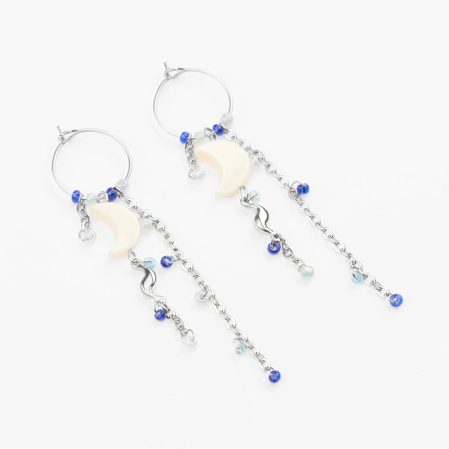 Vandfaste sølvhoops fengari med perler og vedhæng