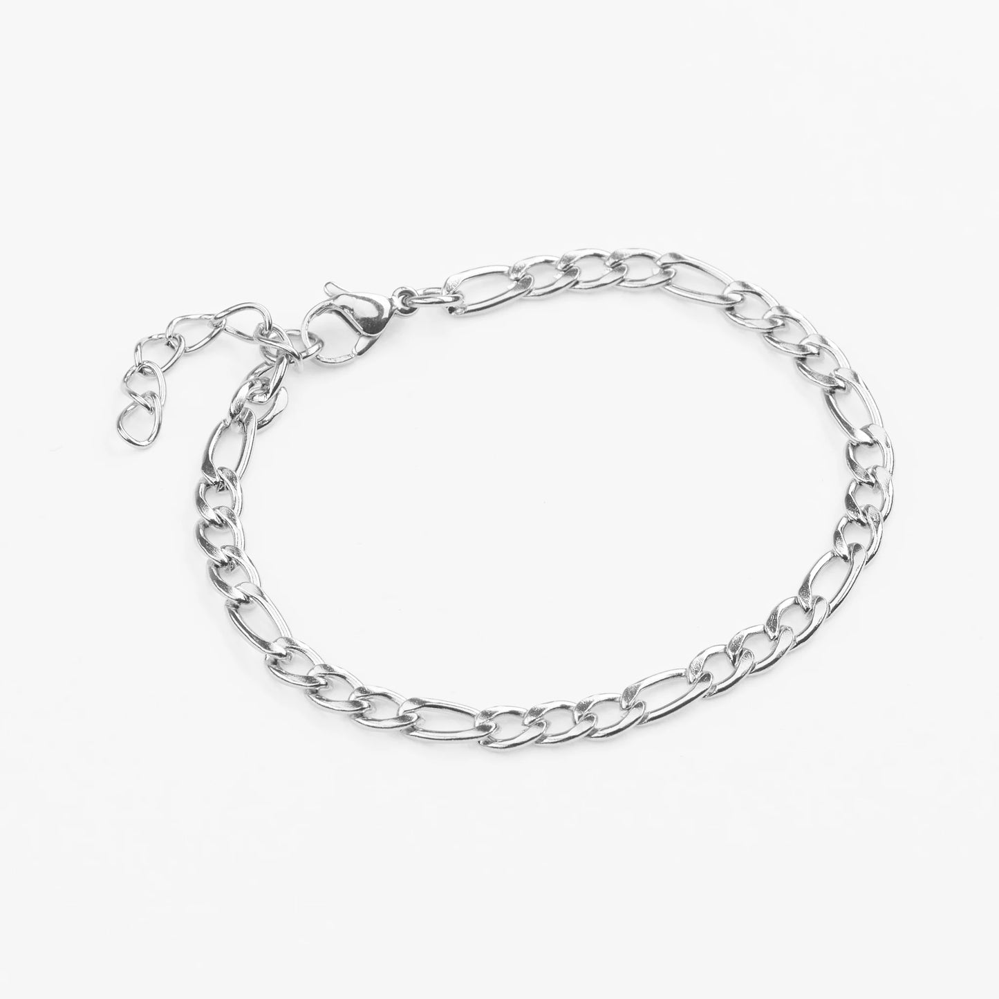 Figaro sølv armbånd italiensk figaro stil justerbart