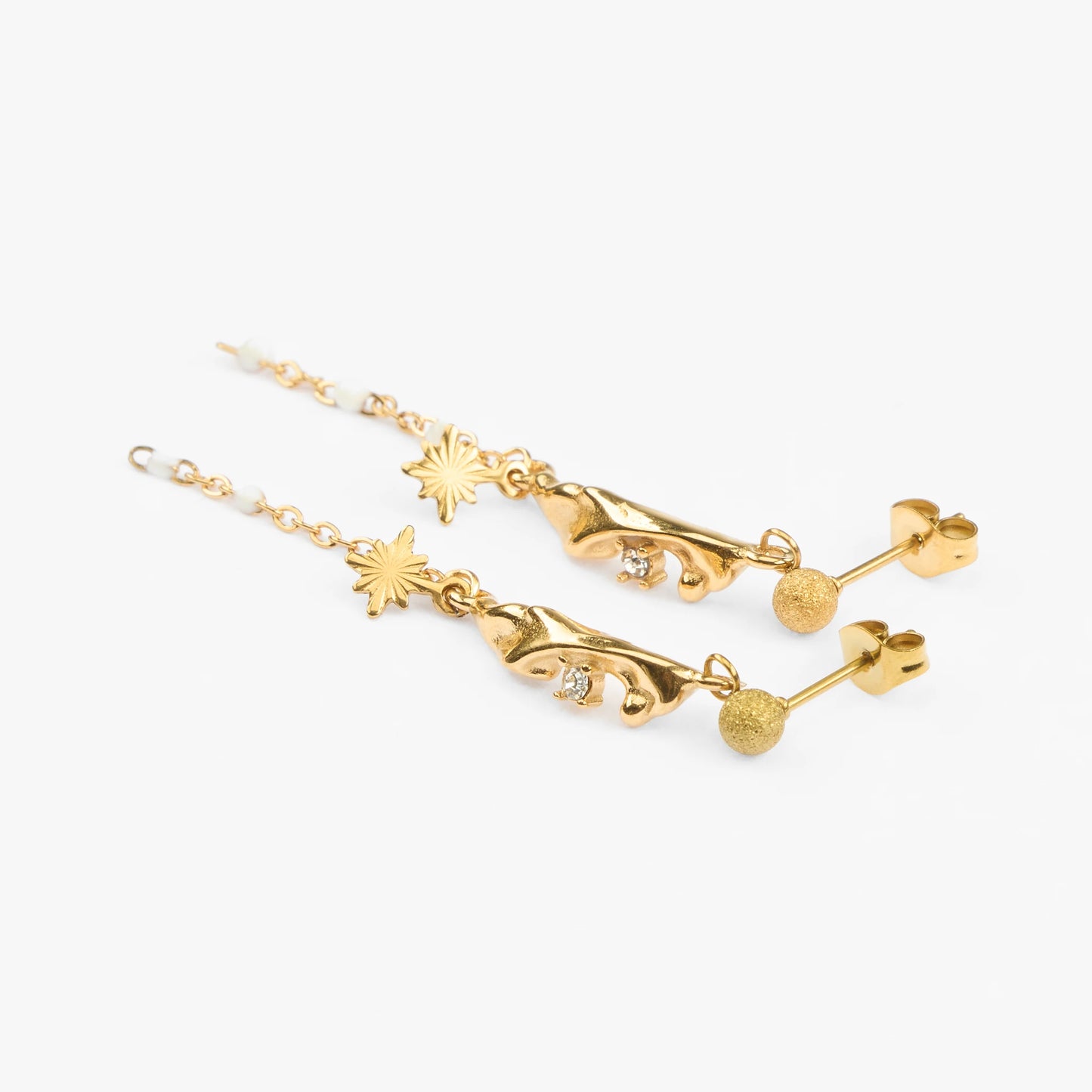 Kos vandfaste guld drop øreringe med sten