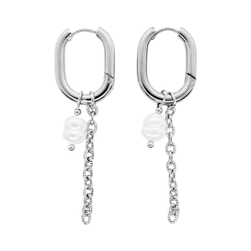 Hoop ørering i sølv med vedhæng