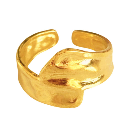 Vandfast smykke ring i guld justerbar