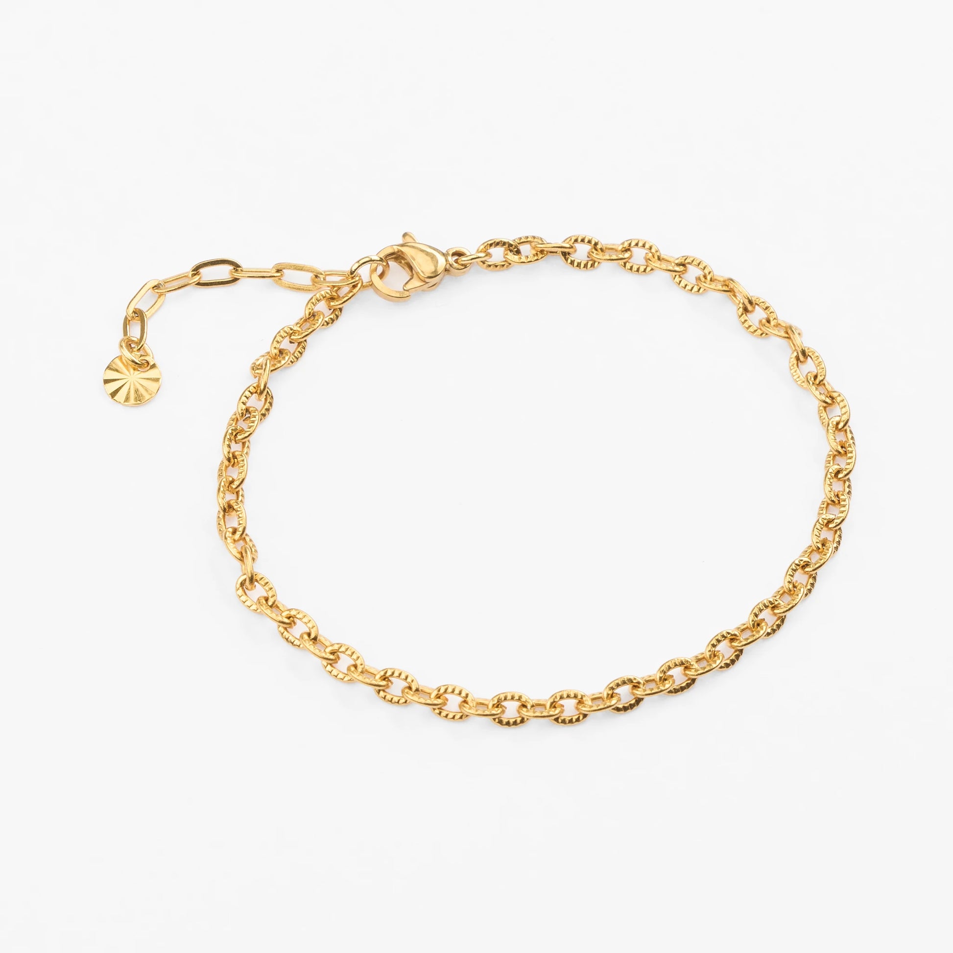 Ankyra guld armbånd 3mm ankerkæde riflet justerbart