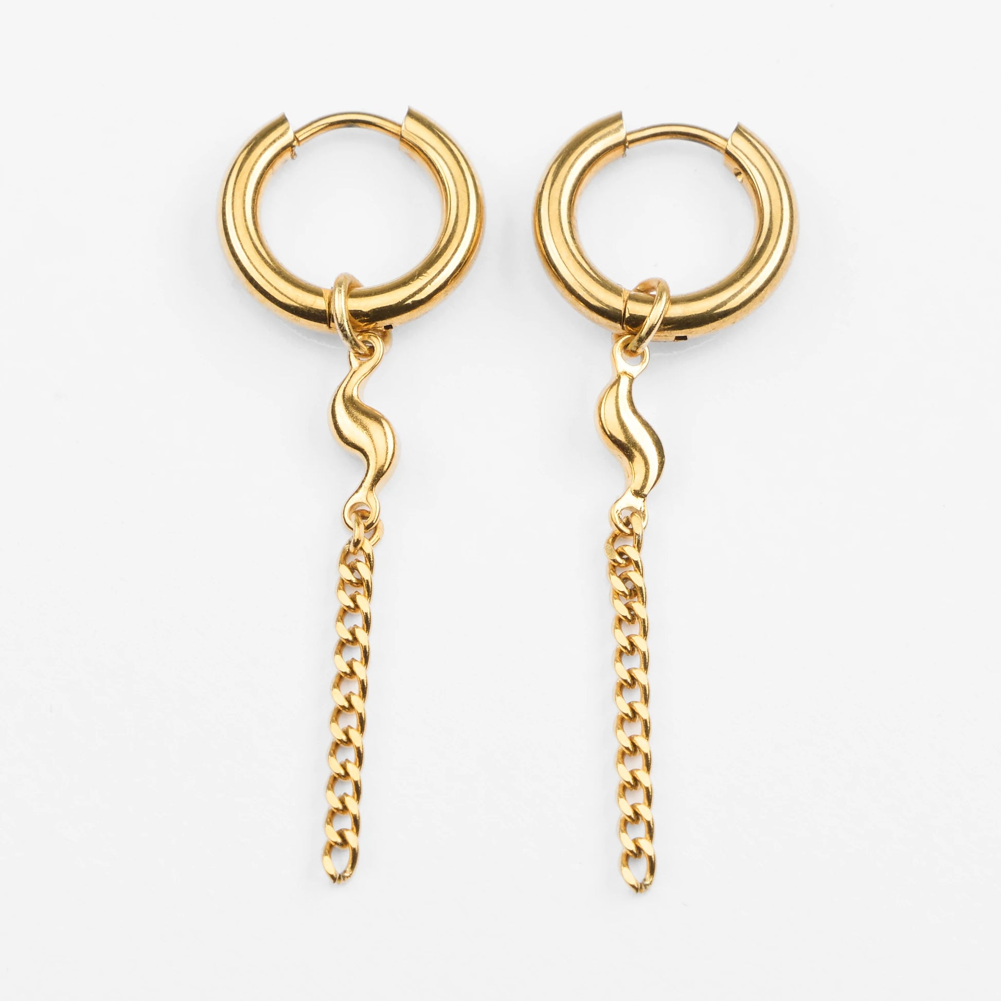 Guld vandfaste hoops med kæde og vedhæng