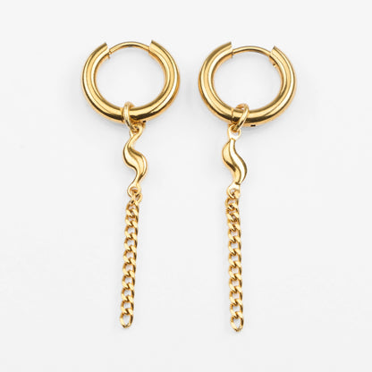 Guld vandfaste hoops med kæde og vedhæng