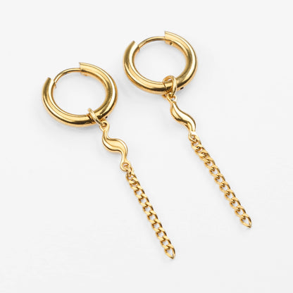 Astrapi guld hoops med kædevedhæng