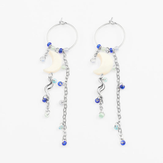 Fengari vandfaste sølv hoops med perler drop