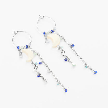 Vandfaste sølvhoops fengari med perler og vedhæng