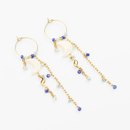 Fengari guld øreringe hoops med vedhæng og perler