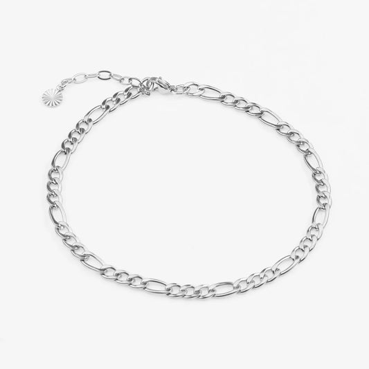 Figaro vandfast sølv ankelkæde til ben