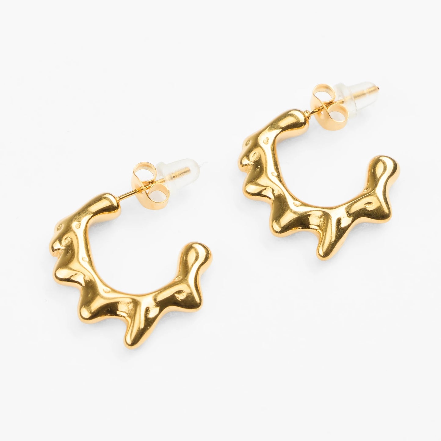 Floges guld hoops med flamme struktur