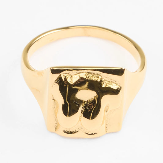 Gynaika vandfast guld signetring kvindetema