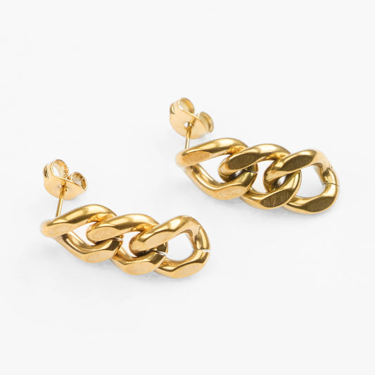 Hefaistos guld vandfast kædeøreringe stud drop