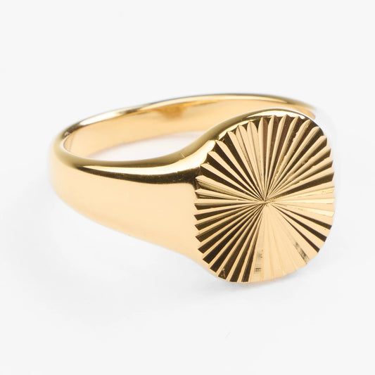 Helios plateia guldring signet bånd kvadratisk