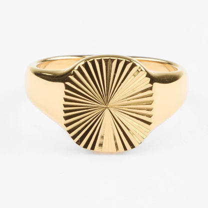 Helios plateia vandfast guldring signet sol