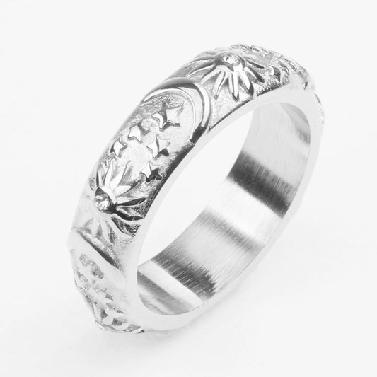 Hyperion sølvring bånd med stjerner og sten