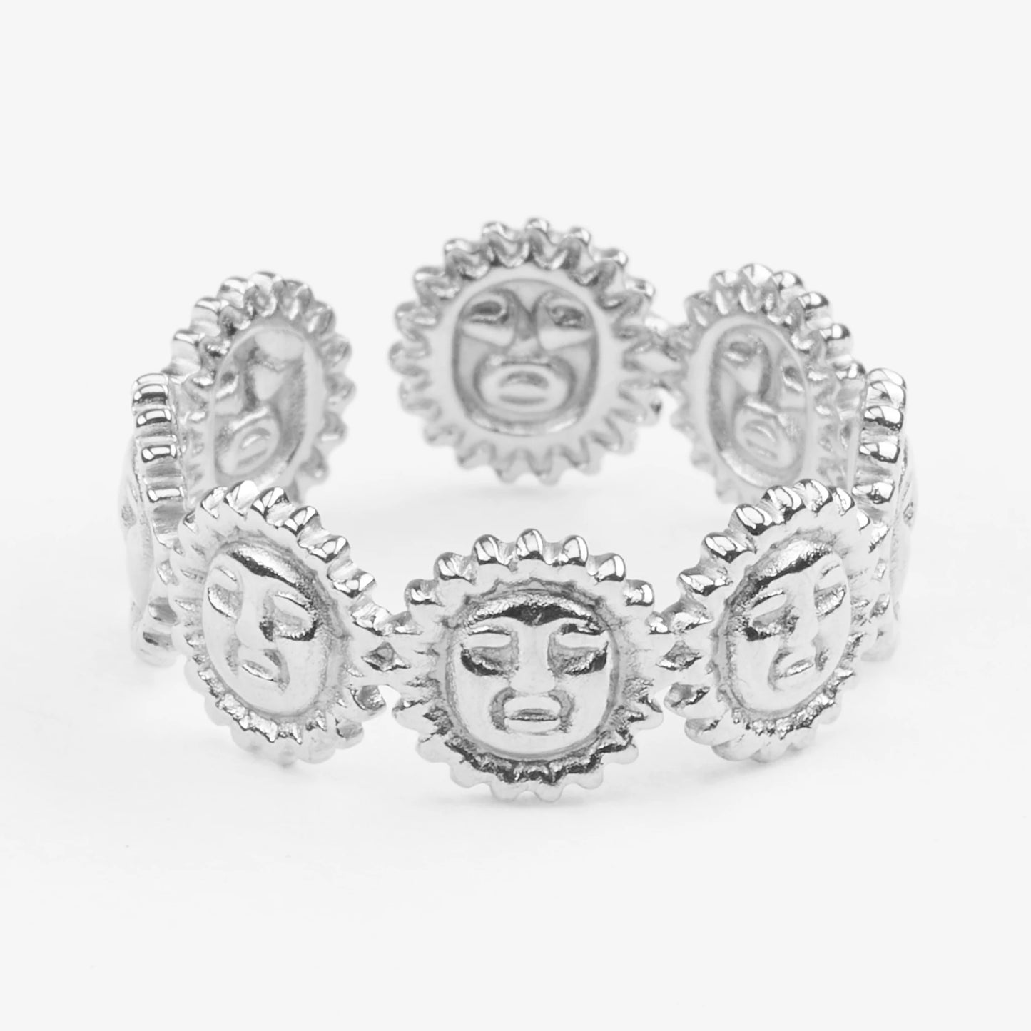 Ilios sølv ring med solmotiver justerbar