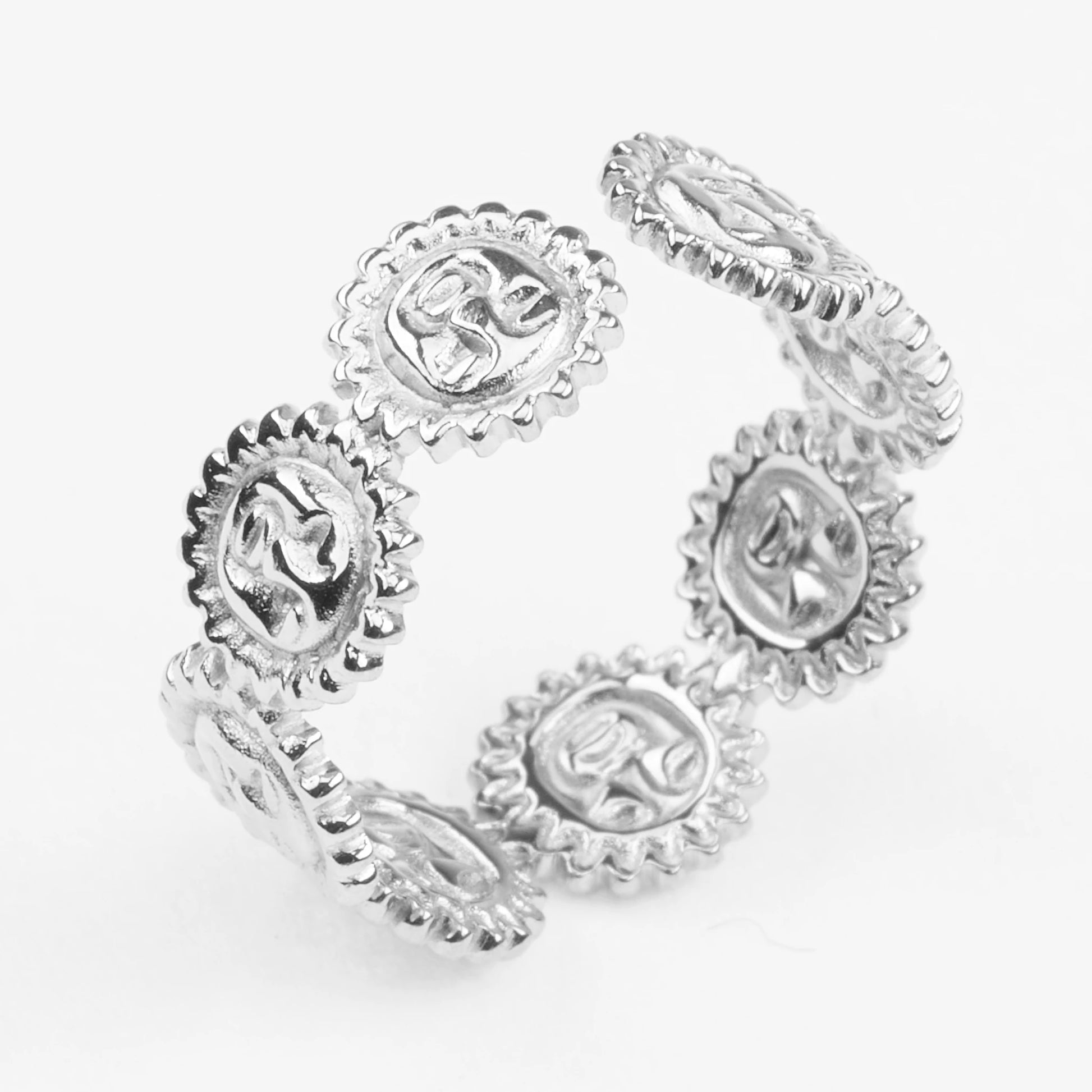 Ilios vandfast justerbar sølv ring sol