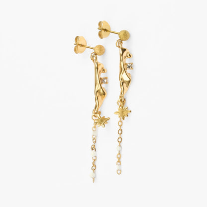 Kos guld drop øreringe med sten og perler