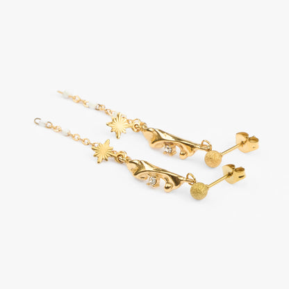 Kos vandfaste guld drop øreringe med sten