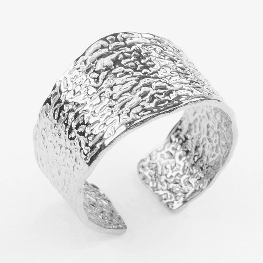 Lava bred hamret sølvring bånd