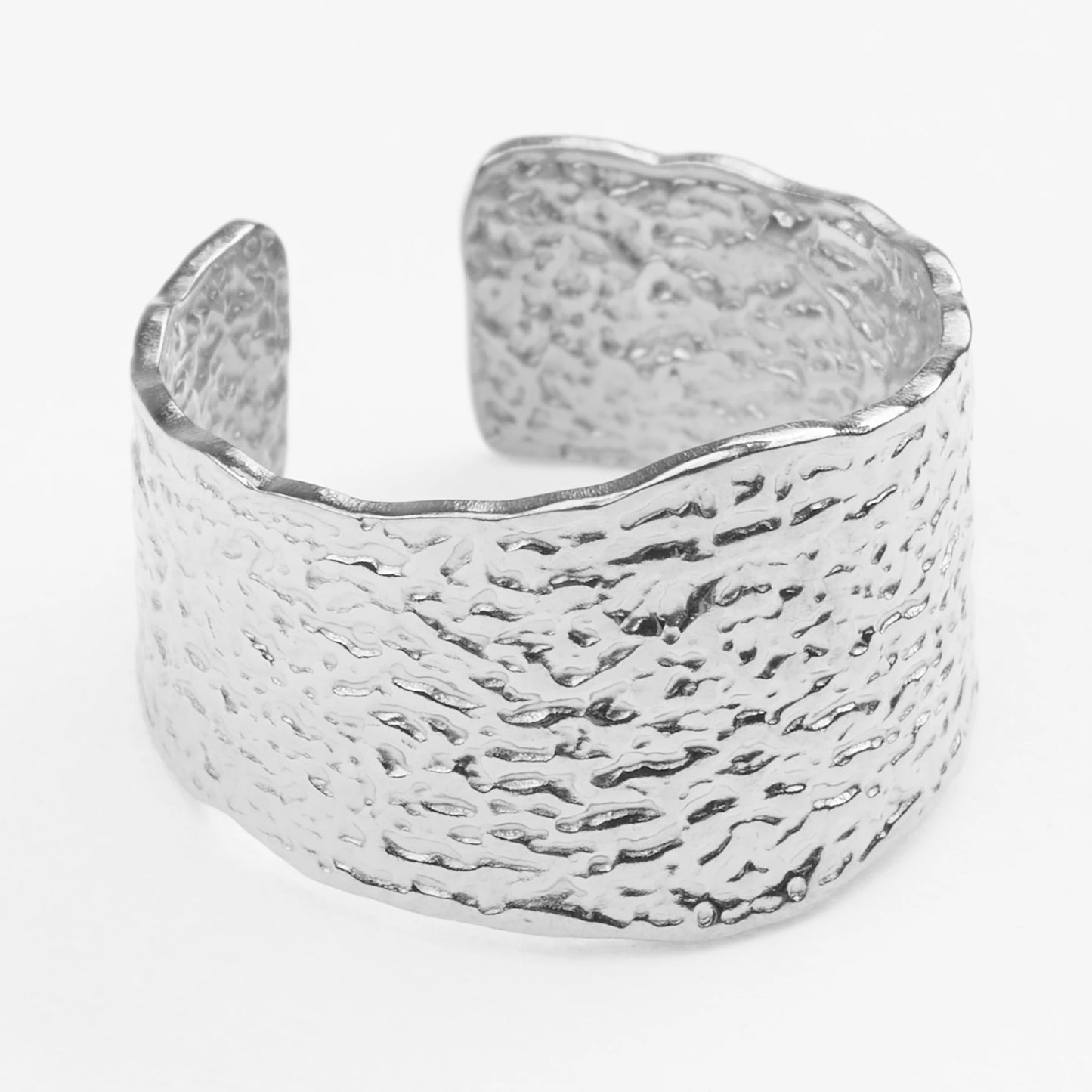 Lava sølv vandfast justerbar bred ring