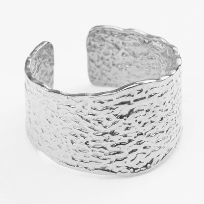 Lava sølv vandfast justerbar bred ring