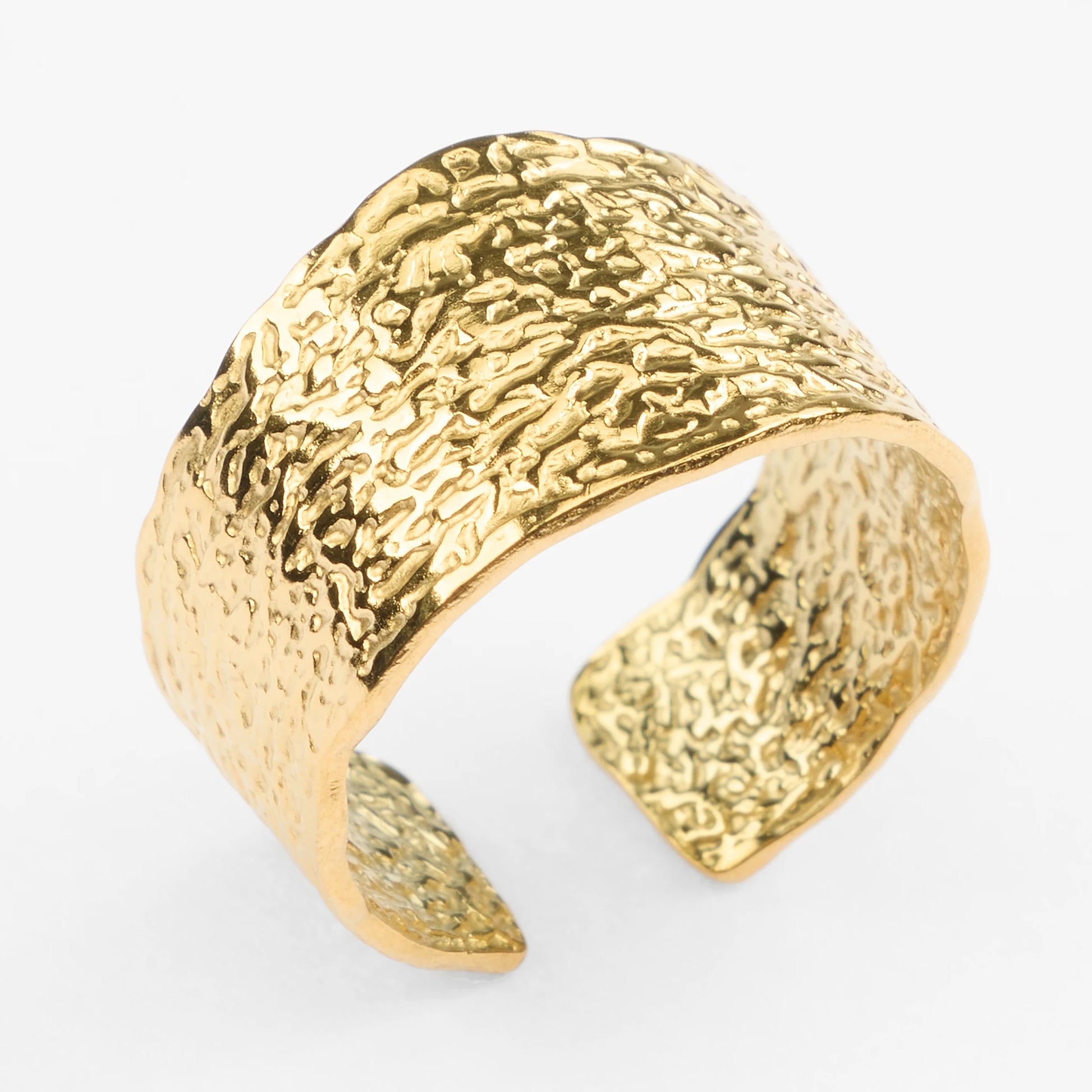 Lava vandfast justerbar bred guld ring