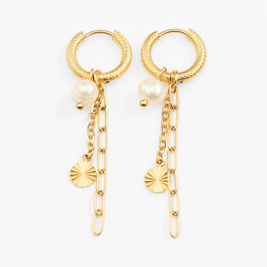 Lydia vandfaste guld hoops med statement vedhæng