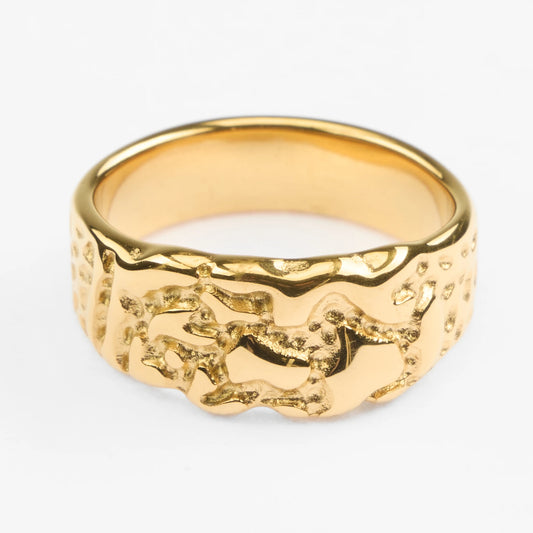 Meteoron guld fingerring signet poleret design