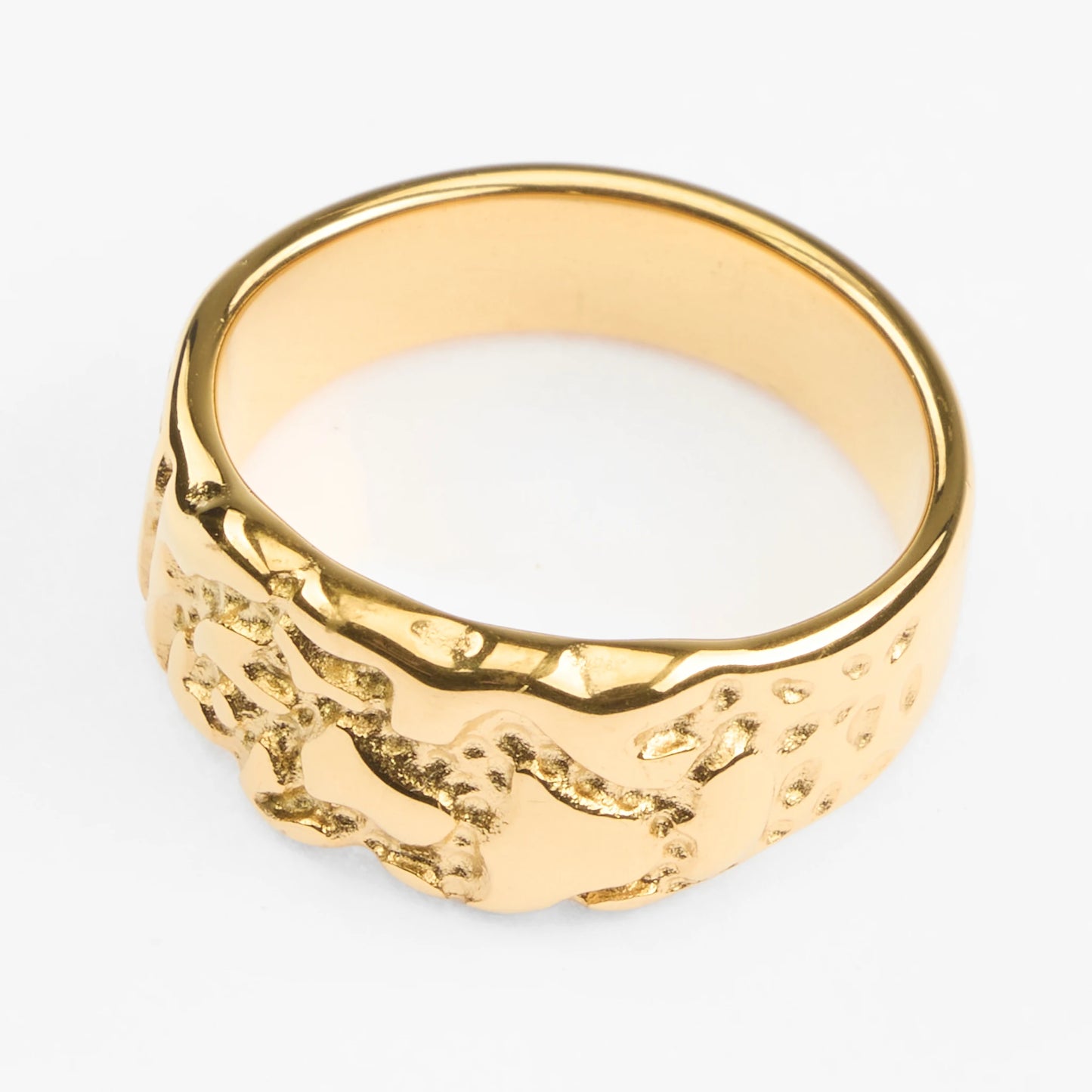 Meteoron vandfast guld signet nugget ring