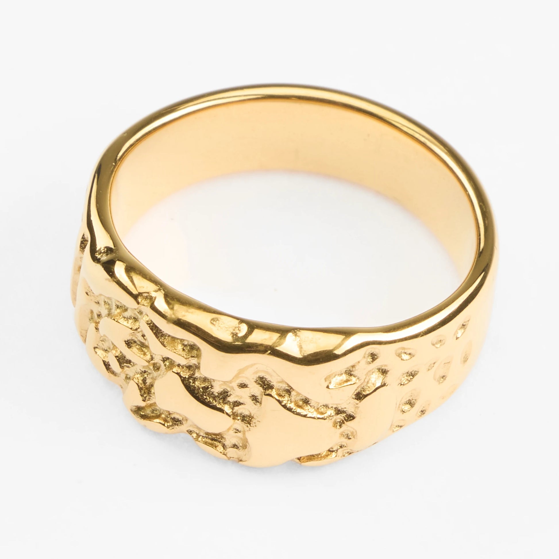 Meteoron vandfast guld signet nugget ring
