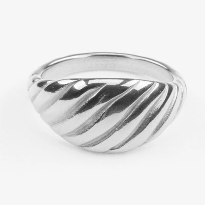 Nero vandfast sølvring croissant design signet