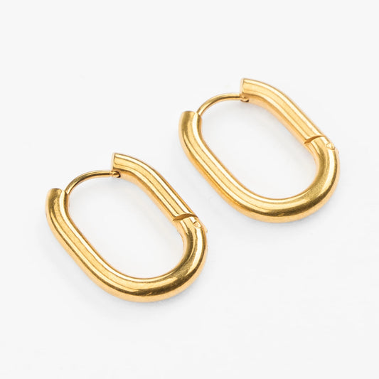 Ooeidis basic vandfaste ovale guld hoops