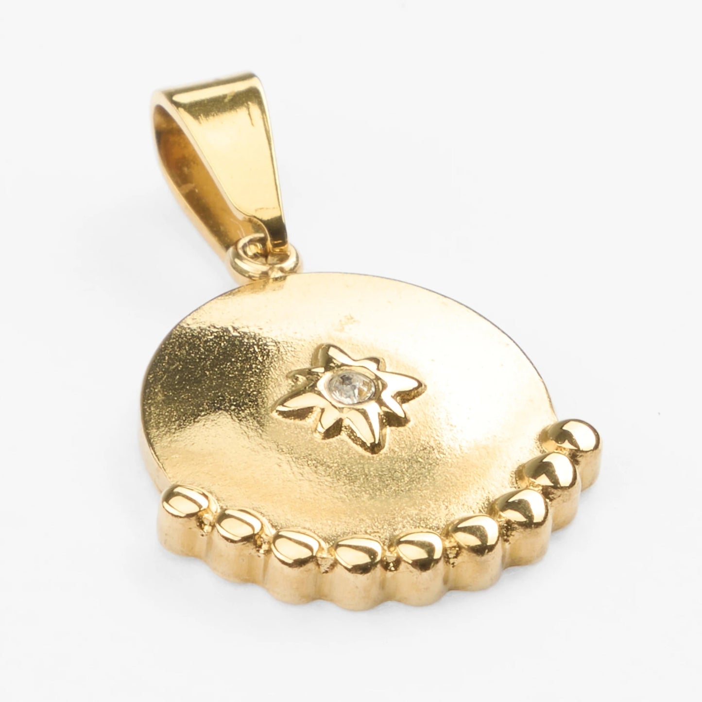 Ouranos rundt guld vedhæng med en stjerne sten