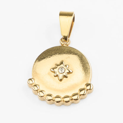 Ouranos vandfast guld rundt vedhæng med stjerne