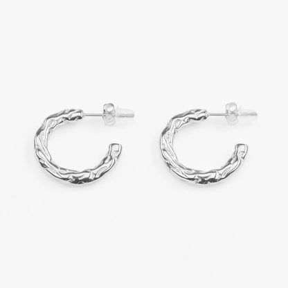 Santorini sølv øreringe hoops med struktur