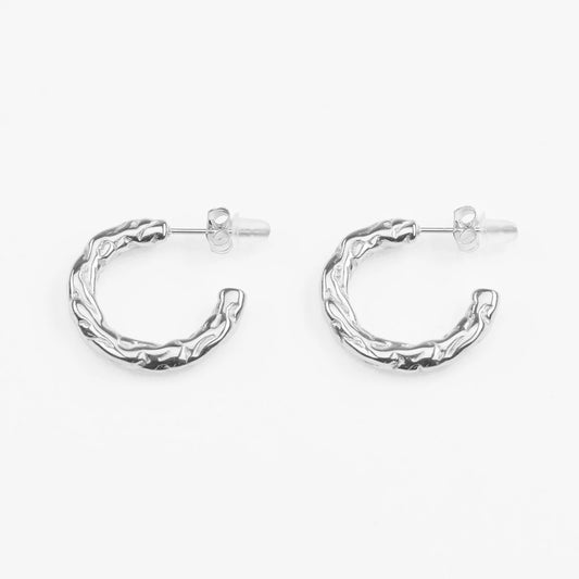 Santorini sølv øreringe hoops med struktur