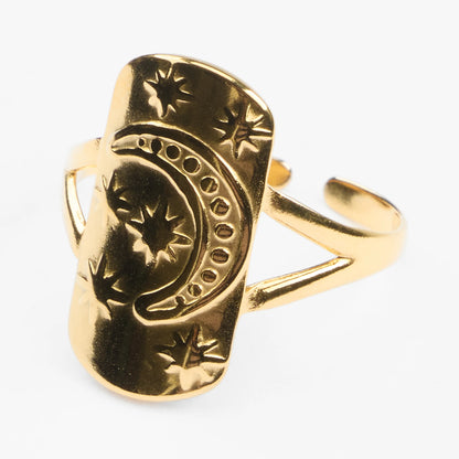 Selene guld signet ring plade stjernehimmel