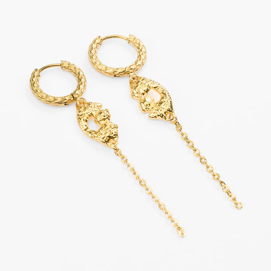 Streidia guld øreringe hoops med struktur vedhæng