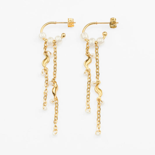 Telos vandfaste creoler med perler og vedhæng