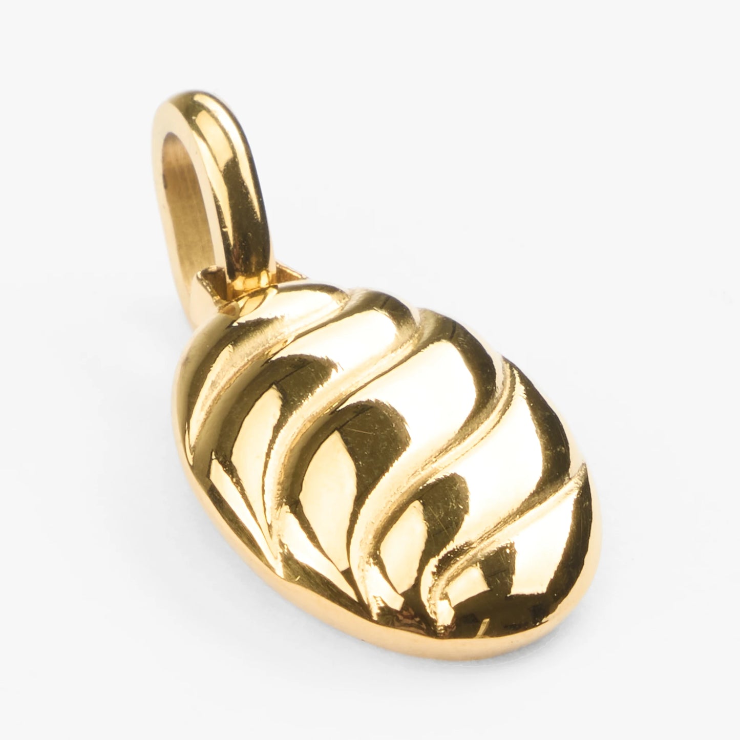 Thetis vandfast guld vedhæng oval bølge croissant