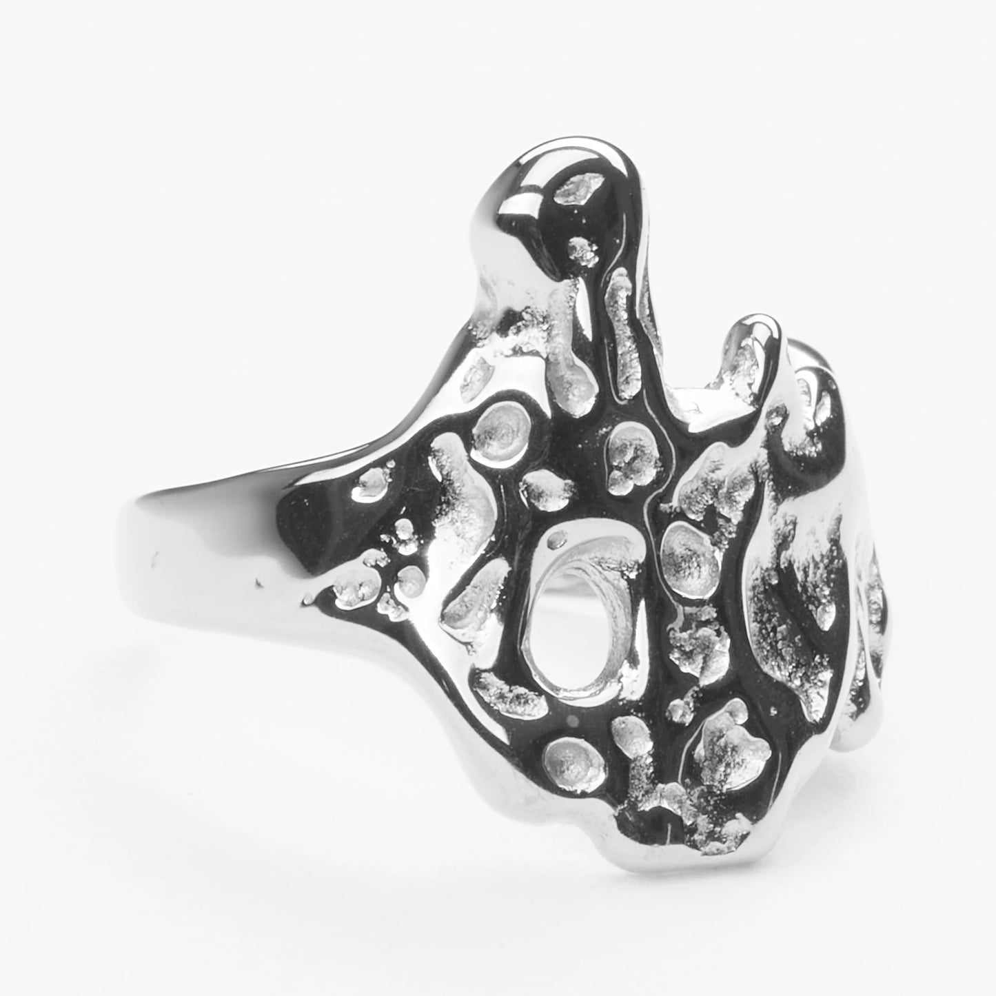 Trypa justerbar vandfast sølv ring organisk struktur