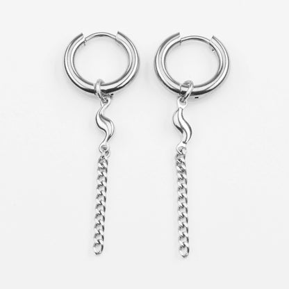 Vandfaste astrapi sølvhoops med kædevedhæng