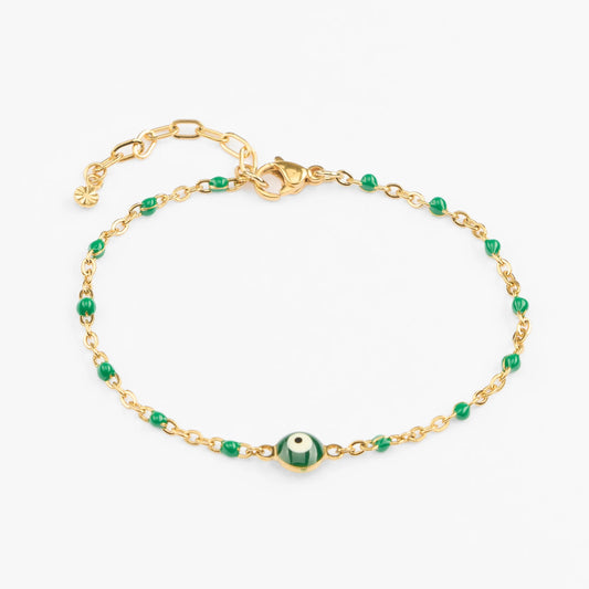 Elpizo vandfast perlekæde guld armbånd grøn